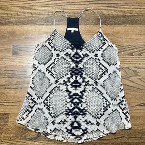 NWOT Lavender Brown Lined 100% Silk Black & White Tank Cami Size Small